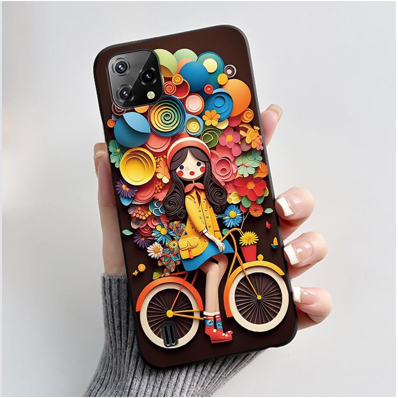 For Blackview A55 Case Oscal C60 Back Cover Luxury Cute Love Rabbit Funny Pattern Black TPU Soft Silicone Protective Phone Case