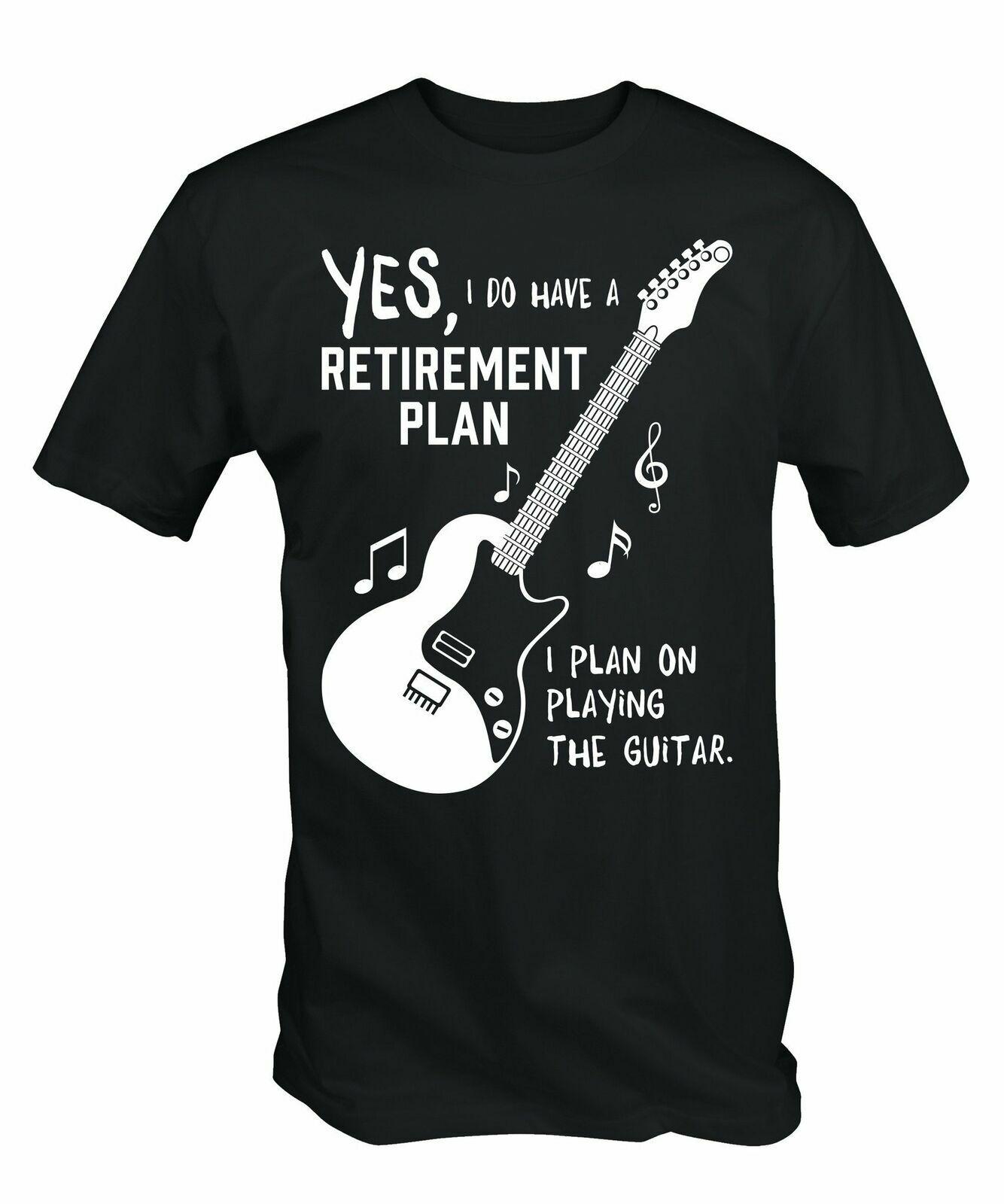 My Guitar IS my Retirement Plan 100% Cotton T-shirt Mens Tees Top Funny Guitarist Musician Band Gift Black XL