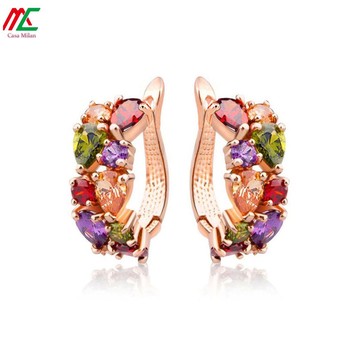 

Crystal zircon ear buckle fashion rose gold earrings earrings