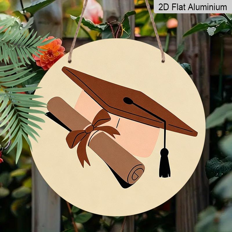 2D Flat Aluminum Graduation-themed Wall Hangings, Available in Multiple Sizes, Featuring A Minimalist Graduation Cap Bohemian Design Making Them A