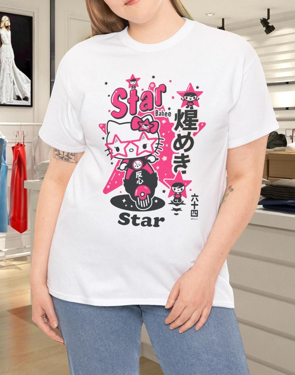Star Babee Kawaii Kitty Retro T-Shirt L