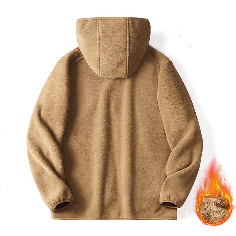 Męska kurtka polarowa z kapturem, aksamitnie wyściełana, jesienno-zimowa, rozpinana, polarowa, modna odzież wierzchnia, topy XXXL, bluza z kapturem