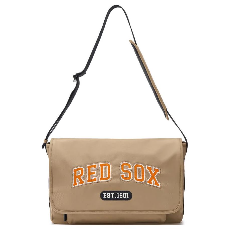 New MLB Basic Boston Red Sox Nylon Shoulder Bag, Crossbody Bag Unisex Dark Beige 3ACRL014N-43BGD