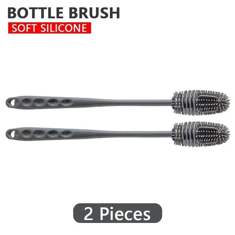 3pcs Silicone Bottles Brush Baby Bottles Clean Brushes Long Cleaning Brush Cup Brush for Scrubbing Useful Cleaning Product for Home