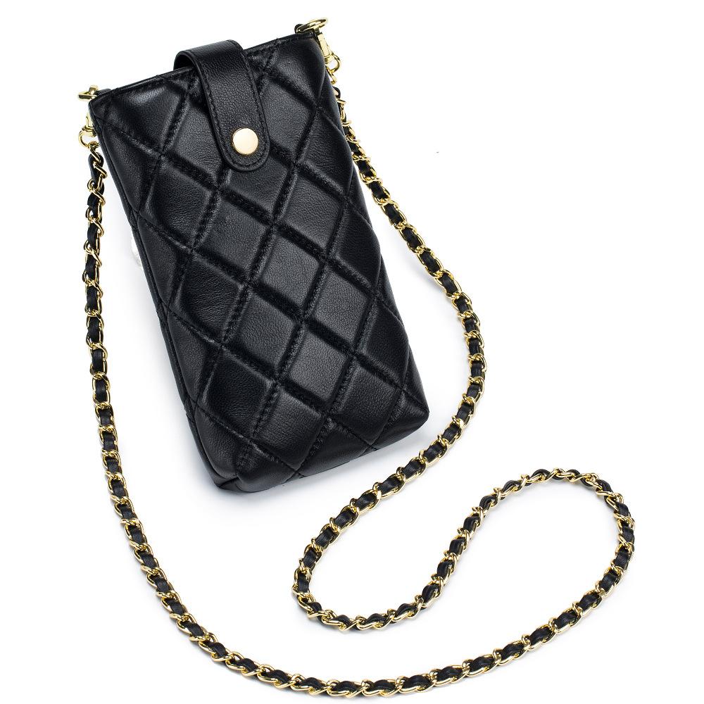 

Sheepskin trend mobile phone bag women s bag new fashion diamond embroidered thread chain bag women s small fragrant wind single shoulder