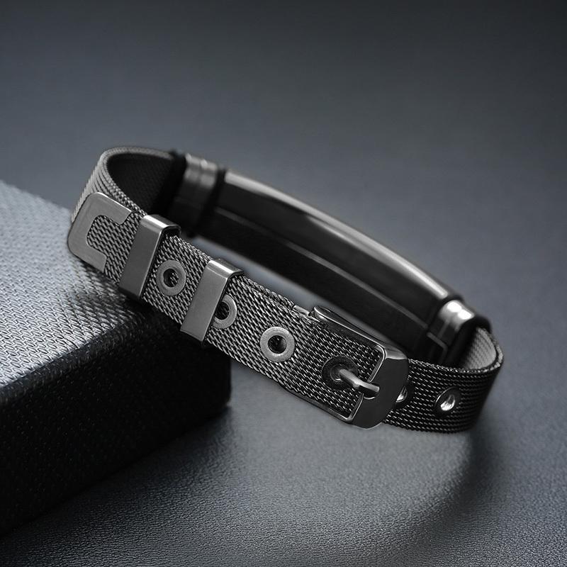 Xiaomi Vnox Personlige Indgraverede Medicinske Alarm ID-armbånd til Mænd, Sort Rustfrit Stål Mandligt Armbåndssmykke, Længde Justerbar