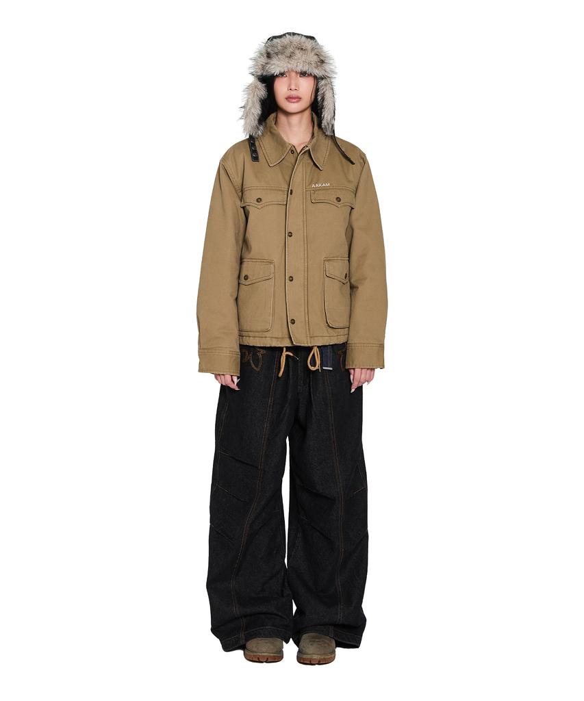 Aakam 4-Pocket Collar Work Jacket (Beige)