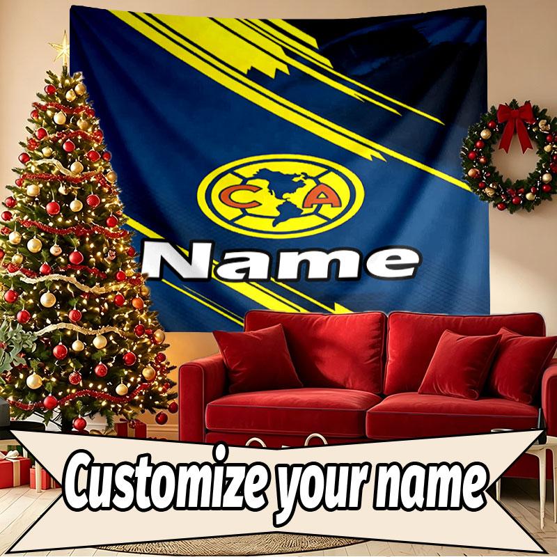 Custom Name Personalized Club America Print Tapestry, Wall Art Decor, Bedroom, Dorm, Apartment, LivingRoom, Party Backdrop, Gift for Birthday