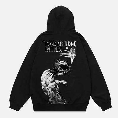 Herren Hoodie „Forgive Them Father“ mit Bibelversen-Aufdruck, Herbst/Winter, Streetwear-Hoodie für Erwachsene und Kinder, lässig, lockeres Unisex-Sweatshirt