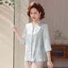 Chinese-Style Imitation Silk Summer Top for Middle-Aged and Elderly Women