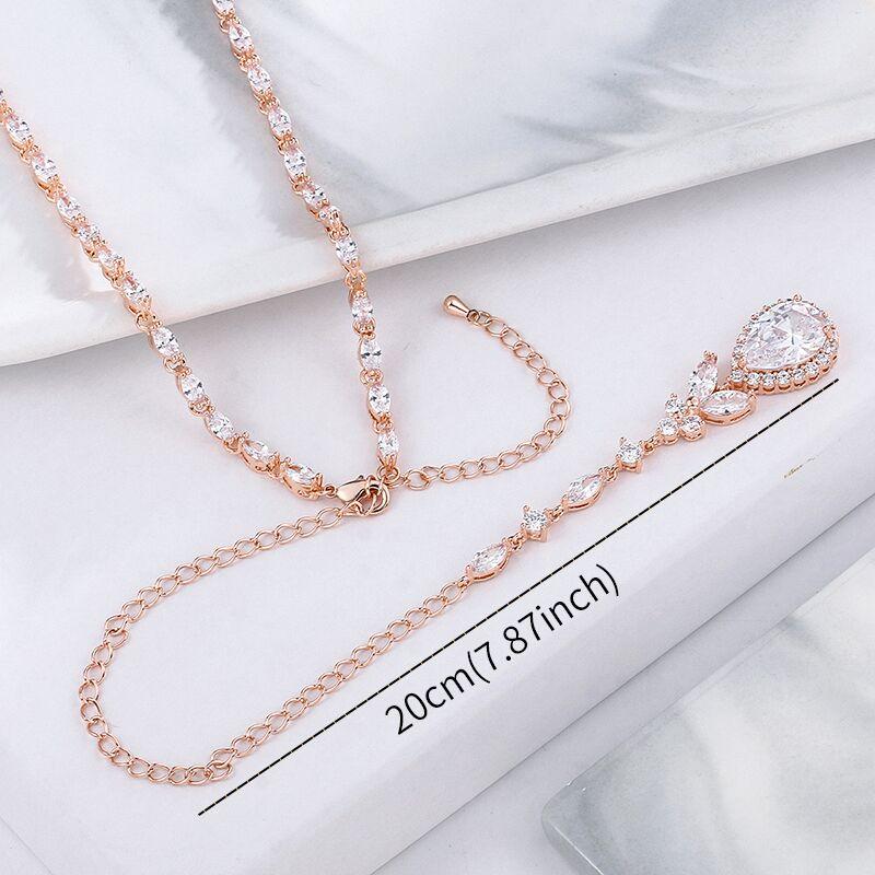 Weiman Rhodium Silver Plated Classic Style Halo Pear Cut Cubic Zirconia Pendant Brass Back Drop for Bridal Wedding Necklace