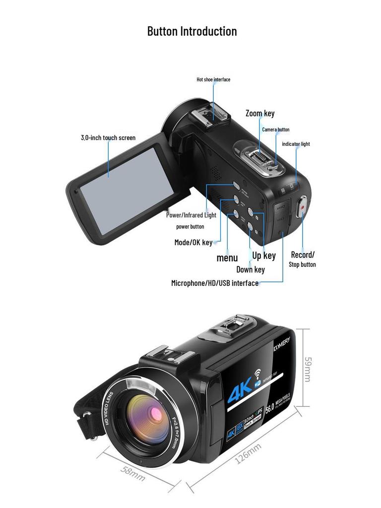 4K 56MP WiFi Digital Camcorder for Weddings & Live Broadcasts