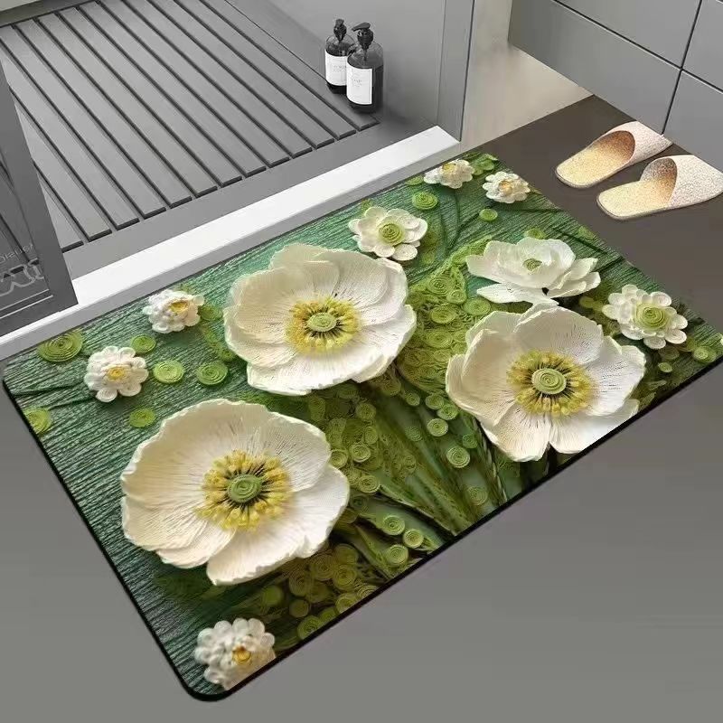 Květinová koupelnová předložka Květinový design Vnitřní rohožka Venkovský styl Kuchyňský koberec Domácí použití Dekorativní rohožka