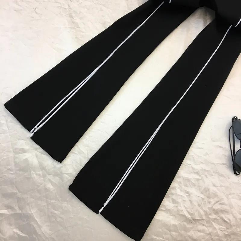 Spring and Autumn Women's Pants Casual Elastic Waist Look Thin and Contrast Three-dimensional Slim Stretch Flared Pants with Slits