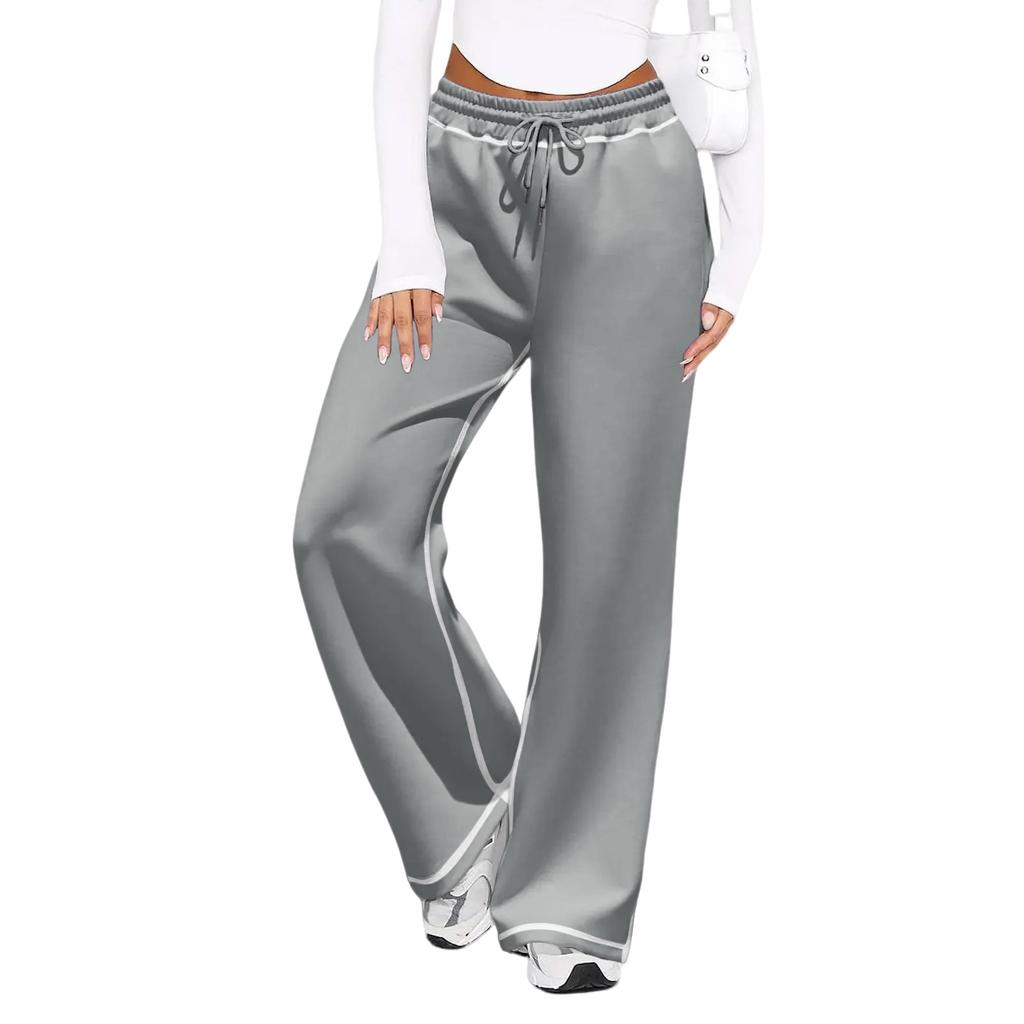 Women's Wide Leg Pants With High Waisted Straight Leg And Spliced Pocket Casual Pants