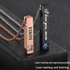 Titanium Steel Rectangular Cylinder Pendant with Four-Sided Laser Engraving In Rose Gold and Diamond for Couples
