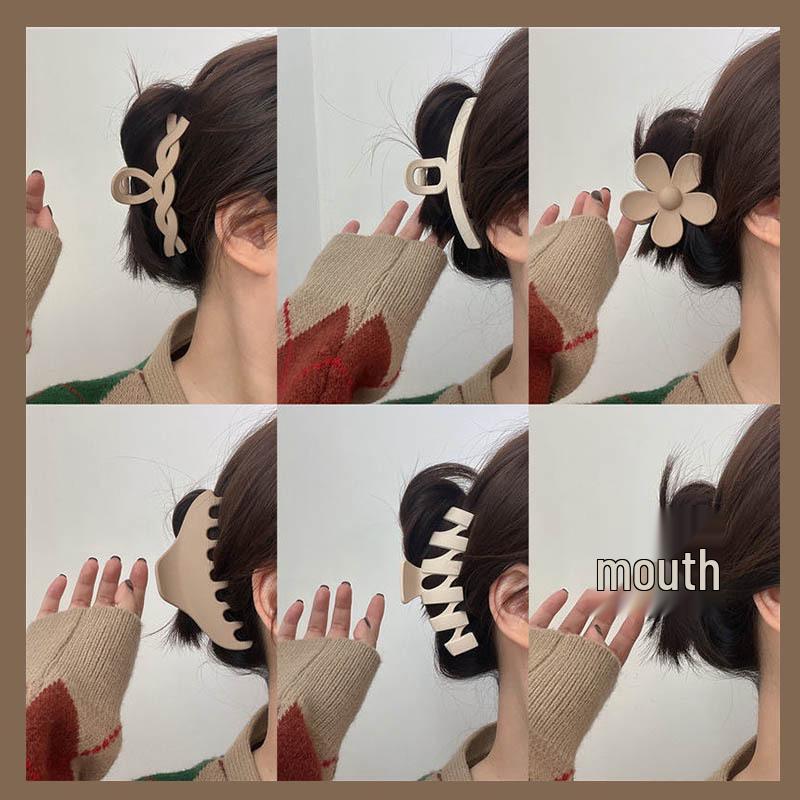 Versatile Spring Cross Hollow Hair Claw - Milk Tea Coffee Collection