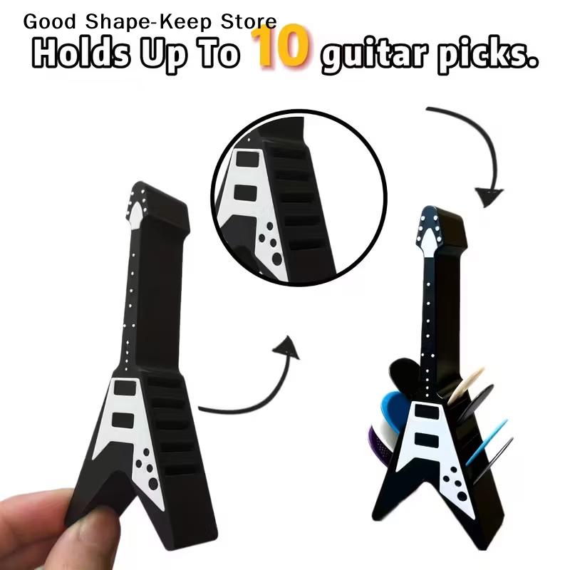 10-Slot Guitar Pick Holder Plastic Guitar Pick Organizer Space-Saving For Guitar Shape Electric, Acoustic, Classical Guitars