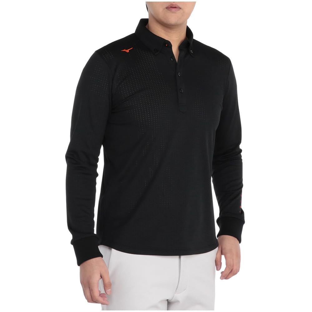 Mizuno Warm Dry Aeroflow Golf Highly Breathable and Mizuno Move Tech Black Button-Down Shirt, Warm, E2MAB502, Men's,