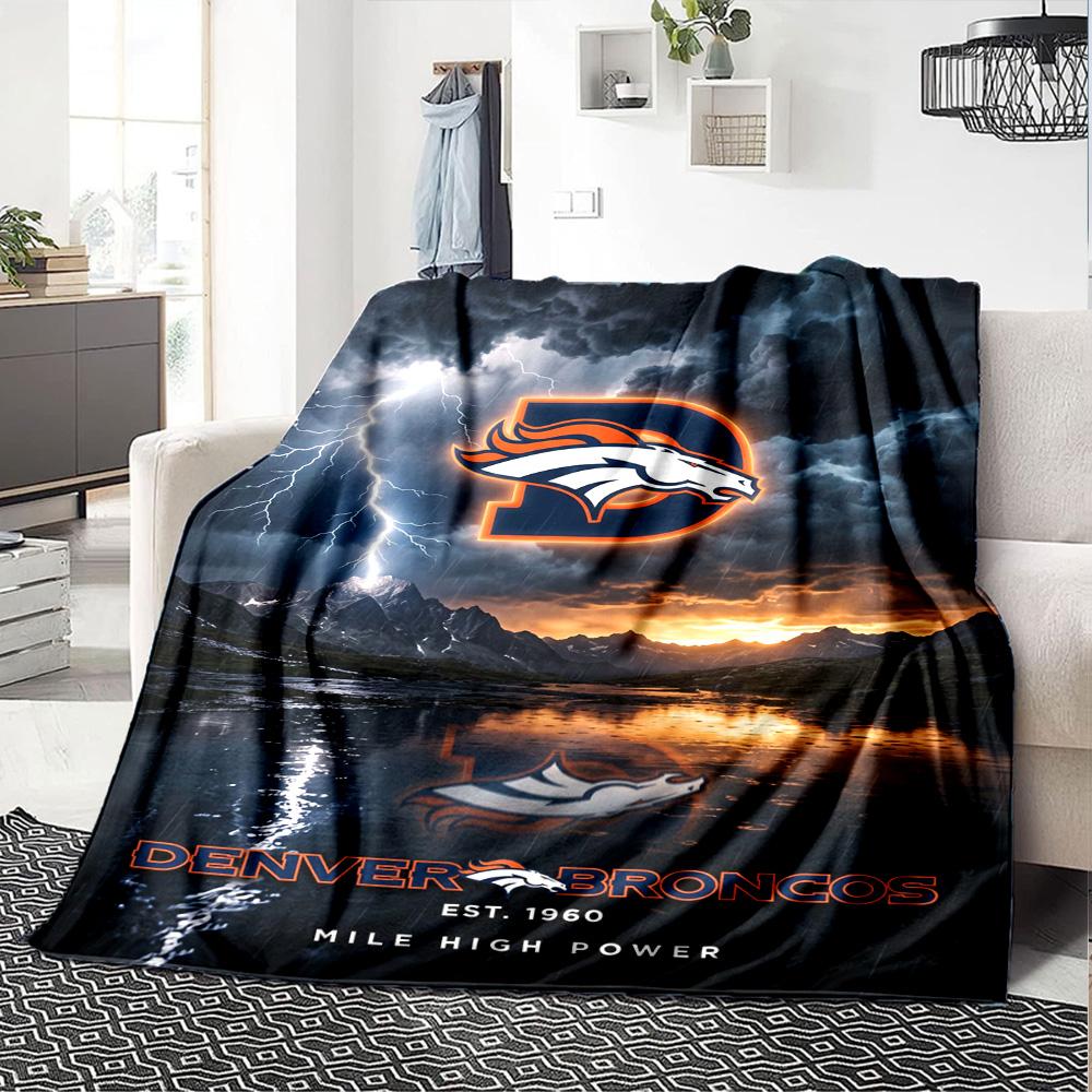 Denver Broncos Print Flannel Blanket High Quality Warm Comfortable Cover for All Seasons Perfect for Gifts Home Decor