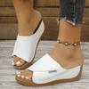 Summer Soft Platform Slippers Women 2025 Fashion Peep Toe Wedges Flip Flops Woman Light Med Heel Non-Slip Beach Shoes Slides