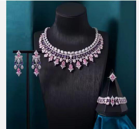 Women's necklace set cubic zirconia bridal jewelry Dubai wedding engagement party holiday jewelry accessories