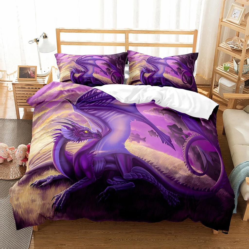 White Dragon Noble Monster and Beauty Duvet Cover Mytholog Faith Animals Theme for Women Men Children Teens Bedroom Decorations