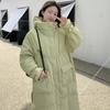 Women's Green Down Jacket Hooded Long Cotton Clothes Winter New Korean Fashion Loose Oversized Warm Thicken Windproof Coat Tops
