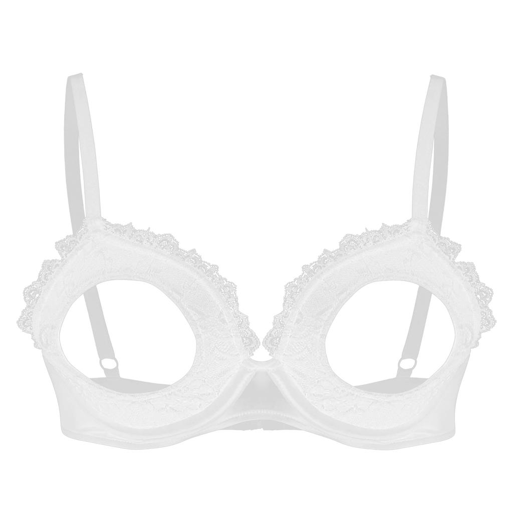 Damen Spitze BH Cutout Gepolstert Bügel Verstellbare Träger Ausgeschnittenes Design Brassiere Unterwäsche