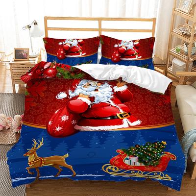 Weihnachtsserie Bettbezug Kissenbezug Digitaldruck Dreiteiliges Set, Bettwäsche