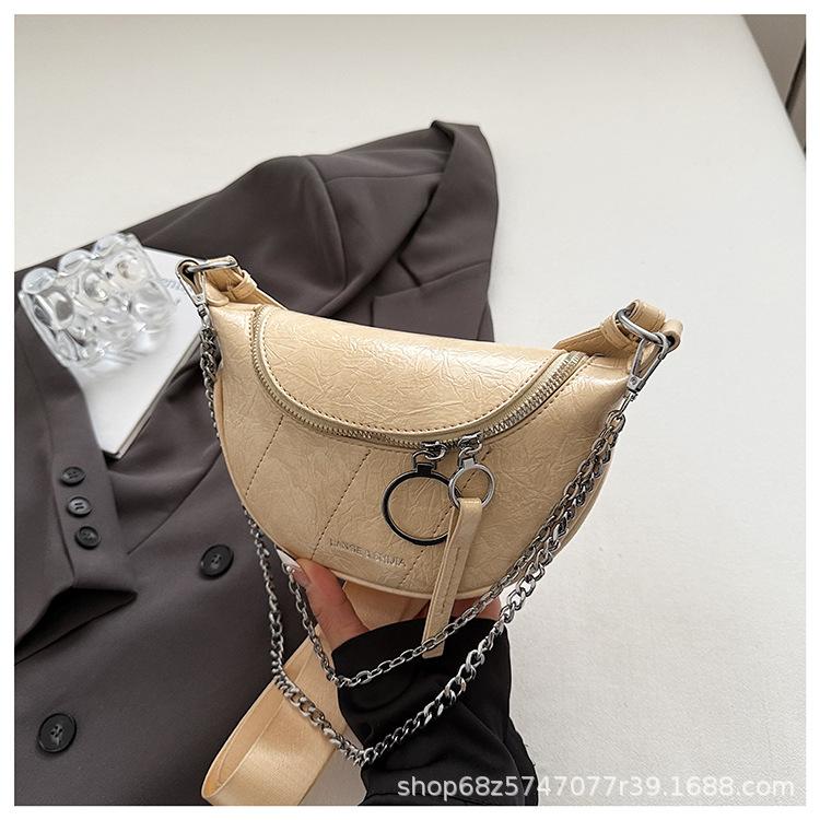 Korean Version of the Trend Small Bag Women's 2025 Summer New Fashion Simple Dumpling Bag Texture Chain Shoulder Messenger Bag