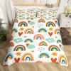 Rainbow King Queen Duvet Cover Colorful Rainbows Bedding Set Watercolor Floral Butterfly Comforter Cover Polyester Quilt Cover