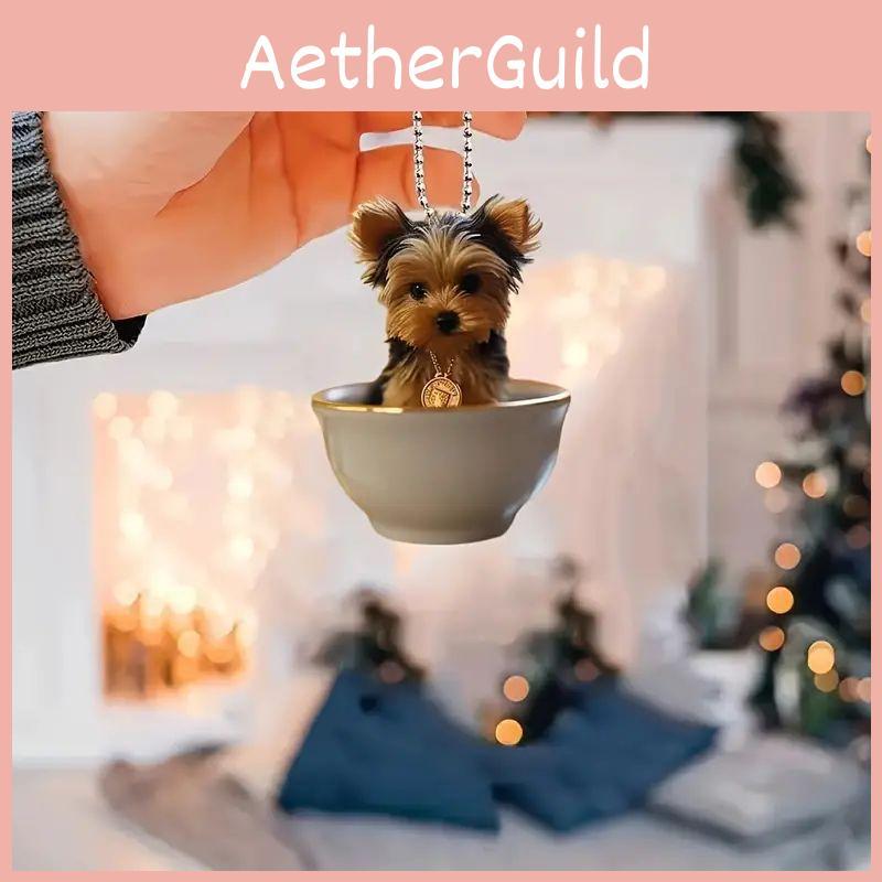 Adorable Cartoon Dog Acrylic Rearview Mirror Charm For Trendy Vehicle Accessories