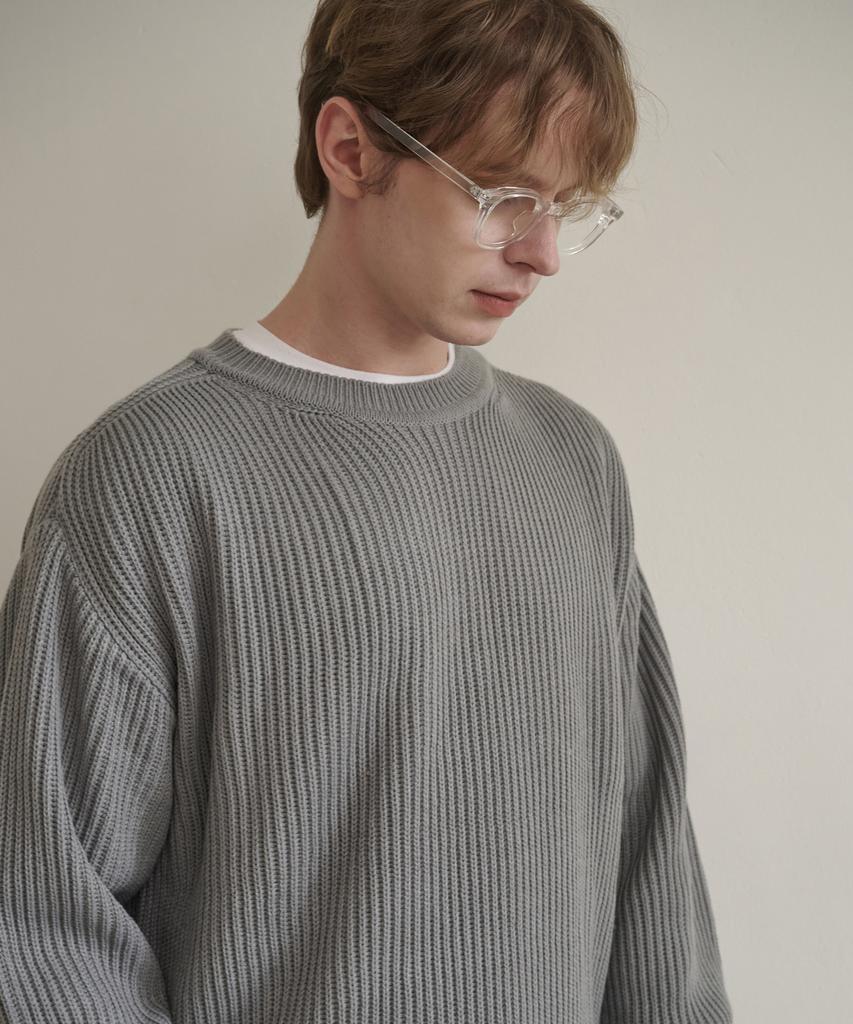 ESN Essential Round Neck Oversized Knit Gray