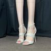 OMG is beautiful!! Pearl high heels women's 2025 new stiletto sandals sexy word with open-toed sandals