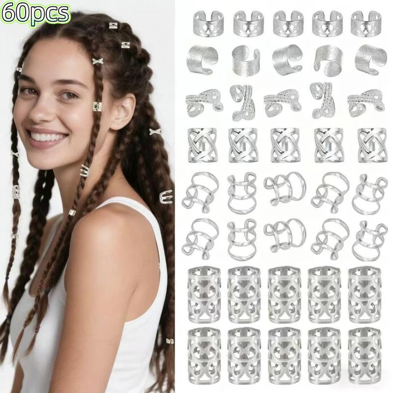 Dreadlock Accessories Bulk Set Alloy Spiral Braid Clips Gold Silver Colors Diy Festival Party Hair Jewelry Unisex Styling Kit