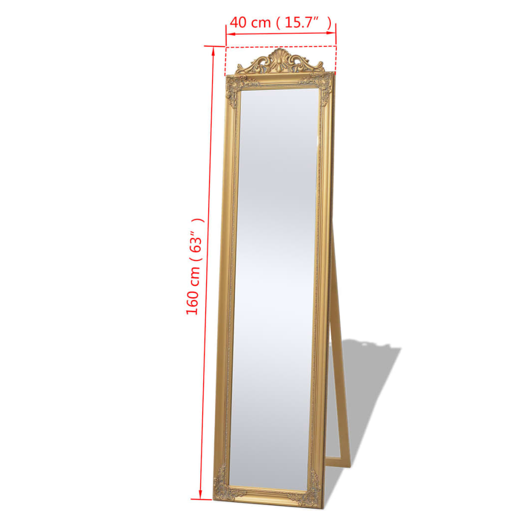 Specchio da terra in stile barocco 160 x 40 cm Oro