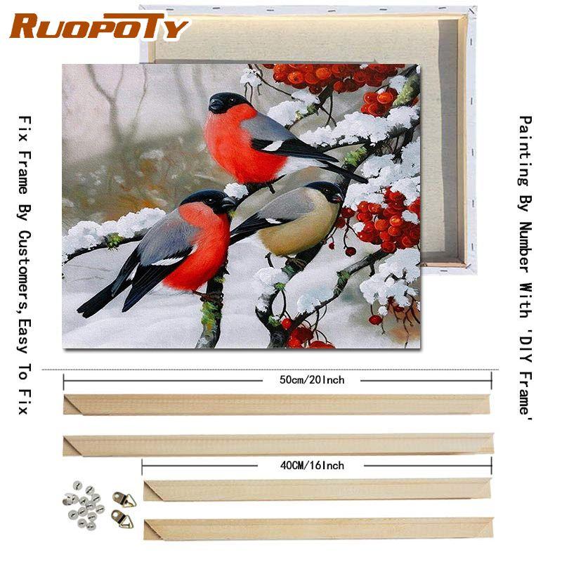 RUOPOTY S DIY rámem Zvířata Olejomalba DIY Malba podle čísel Moderní obraz na plátně Ručně malovaný domácí dekor 40x50cm