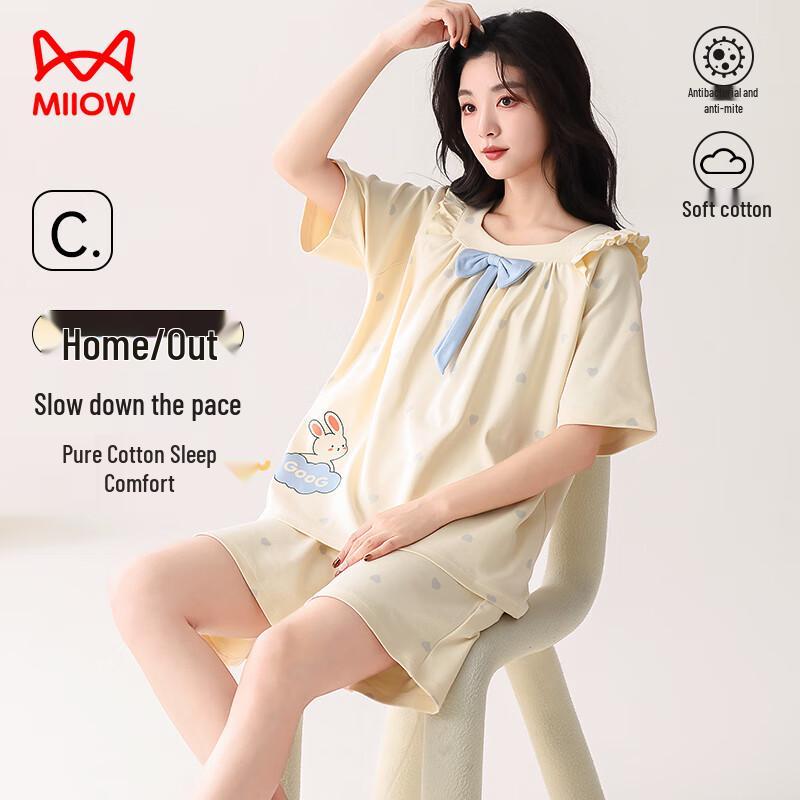 Women s Cute Rabbit Cotton Pajama Set L