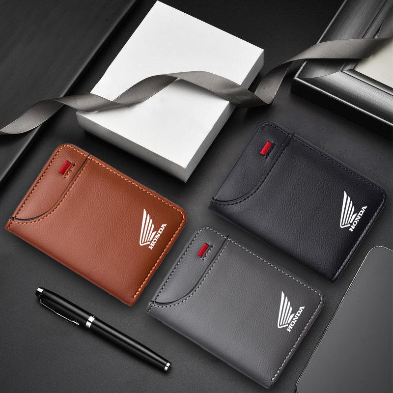 Car Logo Wallet Credit Card Driver License Purse Moto Money Bag for Honda Accord CRV Fit Jazz nc750x cb500x Odyssey Insight City FL3