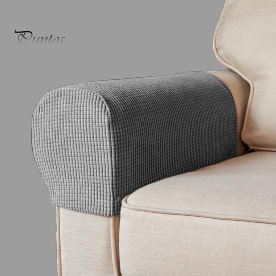 Sofa Arm Cushion Covers 2 Pcs Cover Elastic Thickened Dirt-resistant Solid Color Set Soft Fabric Anti-Slip Couch Armrest Protectors Recliner