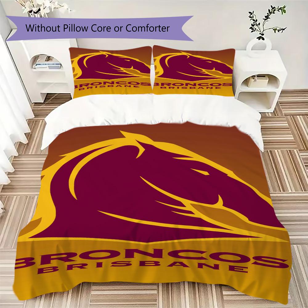 Brisbane Broncos Pattern Bedding,Quilt Set Quilt Cover Pillowcase Home Birthday Gift (1*duvet cover+2*pillowcase,without core)ZSJT0917137