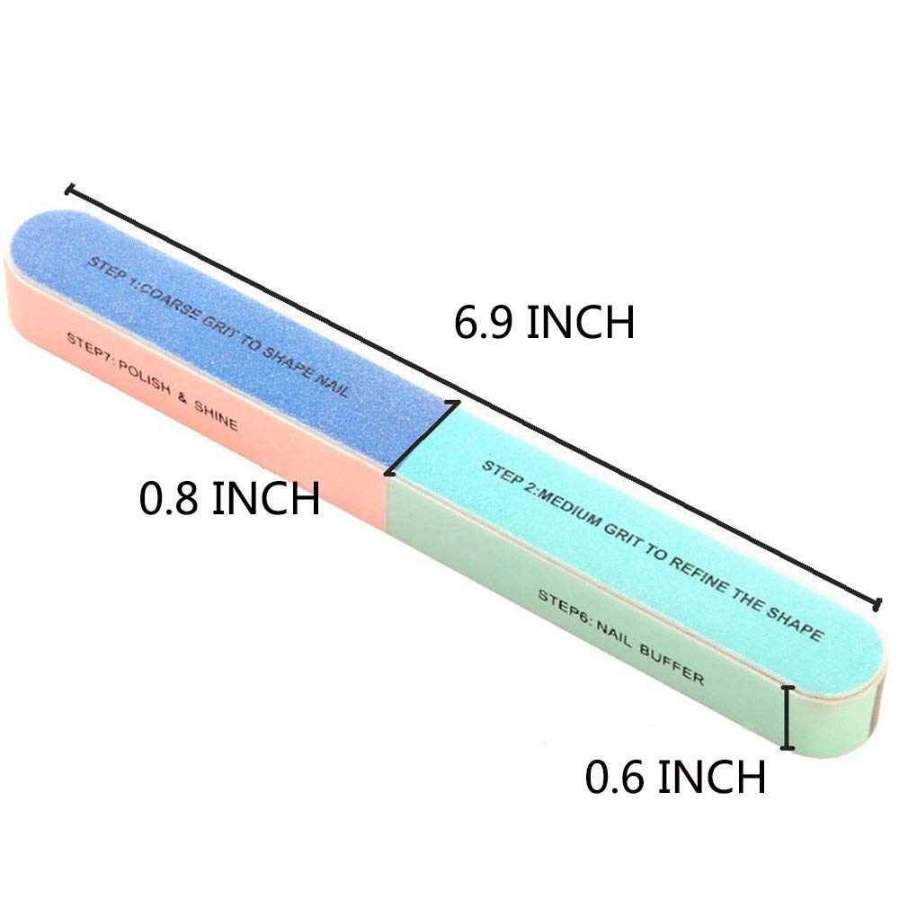 1/2/3 Pcs Nail Files 7 Sided Nail Buffering Files 7 Way Nail File Washable Emery Boards Nail Buffer Block for Home and Salon Use