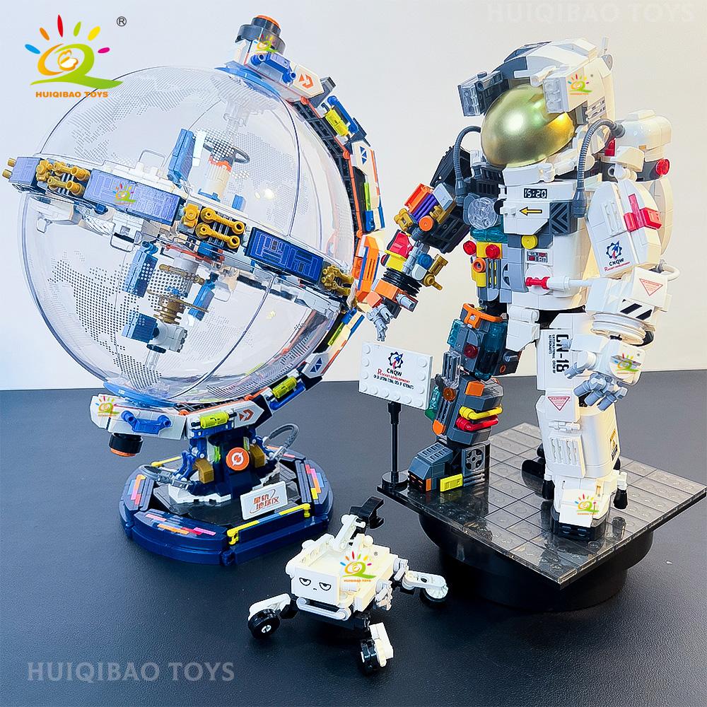 Non-Toxic 360° Rotatable Transparent Space Station Globe Stem Model Building Blocks Technology Bricks Home Decor Toys Adult Gift