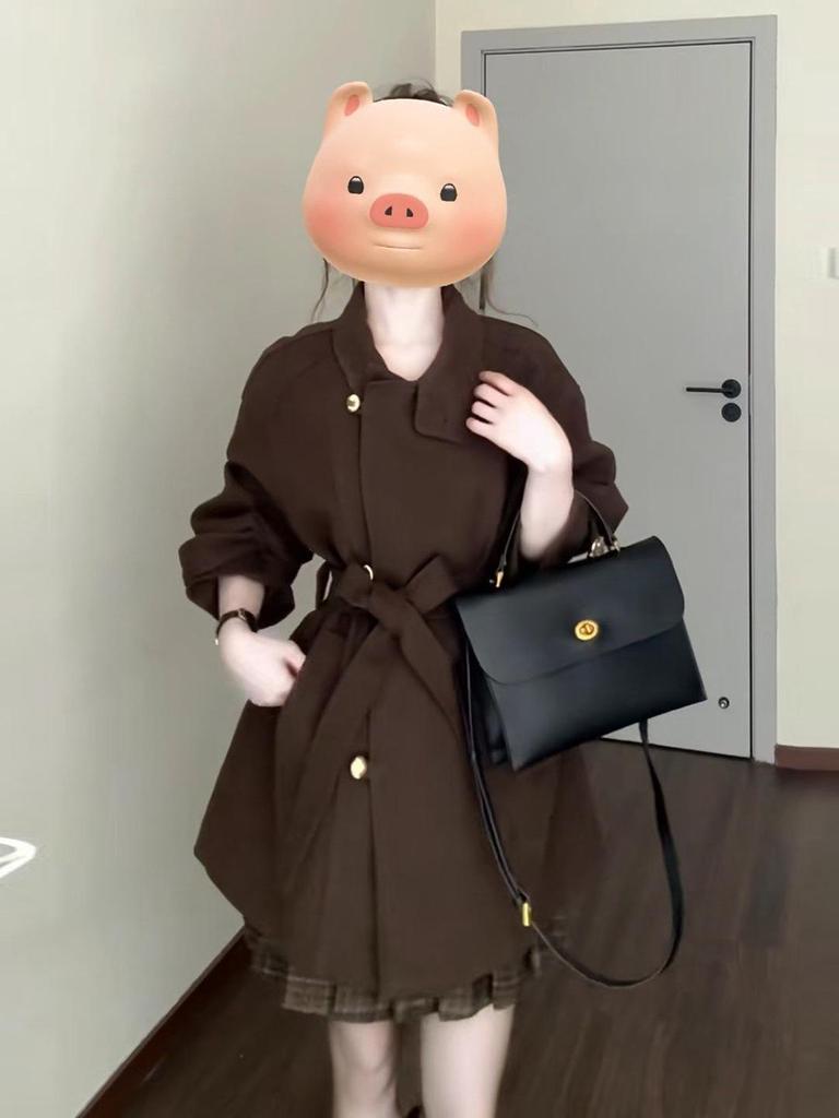 Veste en duvet en laine marron Maillard pour femme - Automne/Hiver 2025 Style coréen haut de gamme.