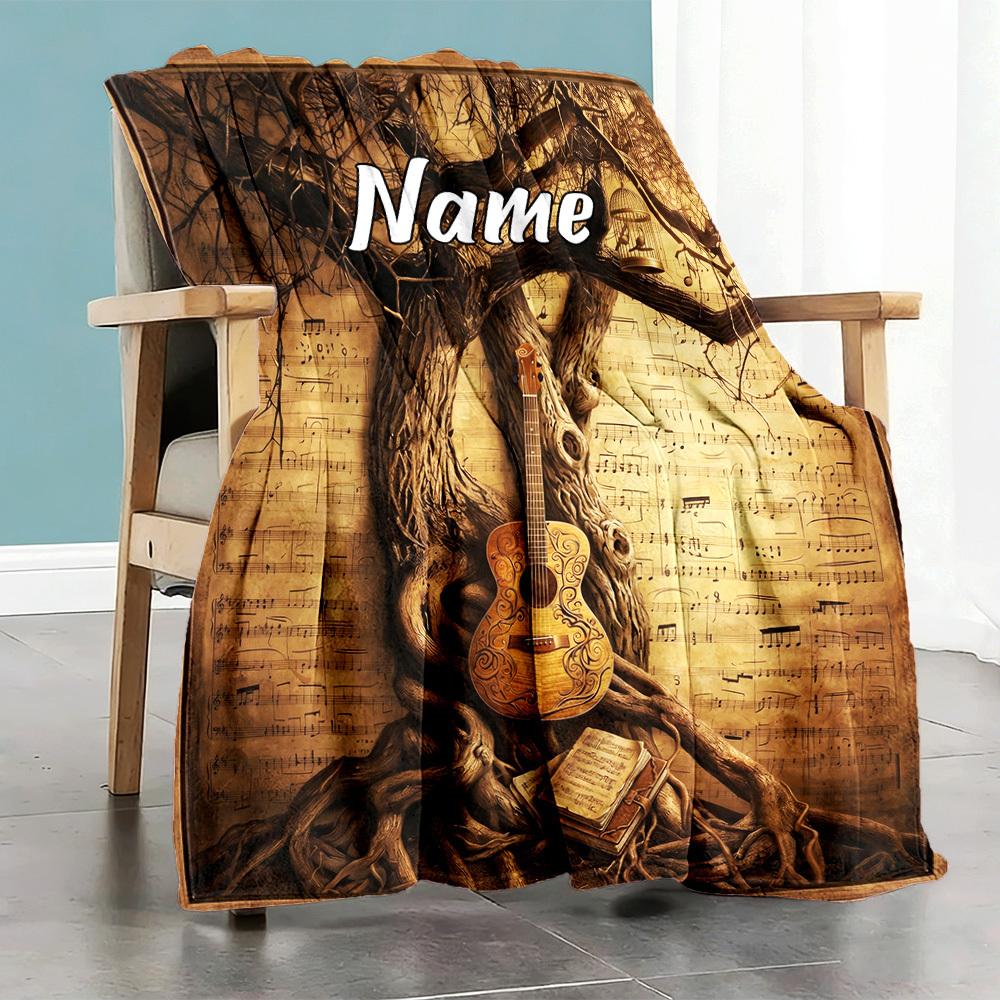 Musical Tree Customize Your Name Home Blanketss Comfortable Soft Lightweight Allseason Multipurpose Blanket For Picnics Sofas Offices Beds Living