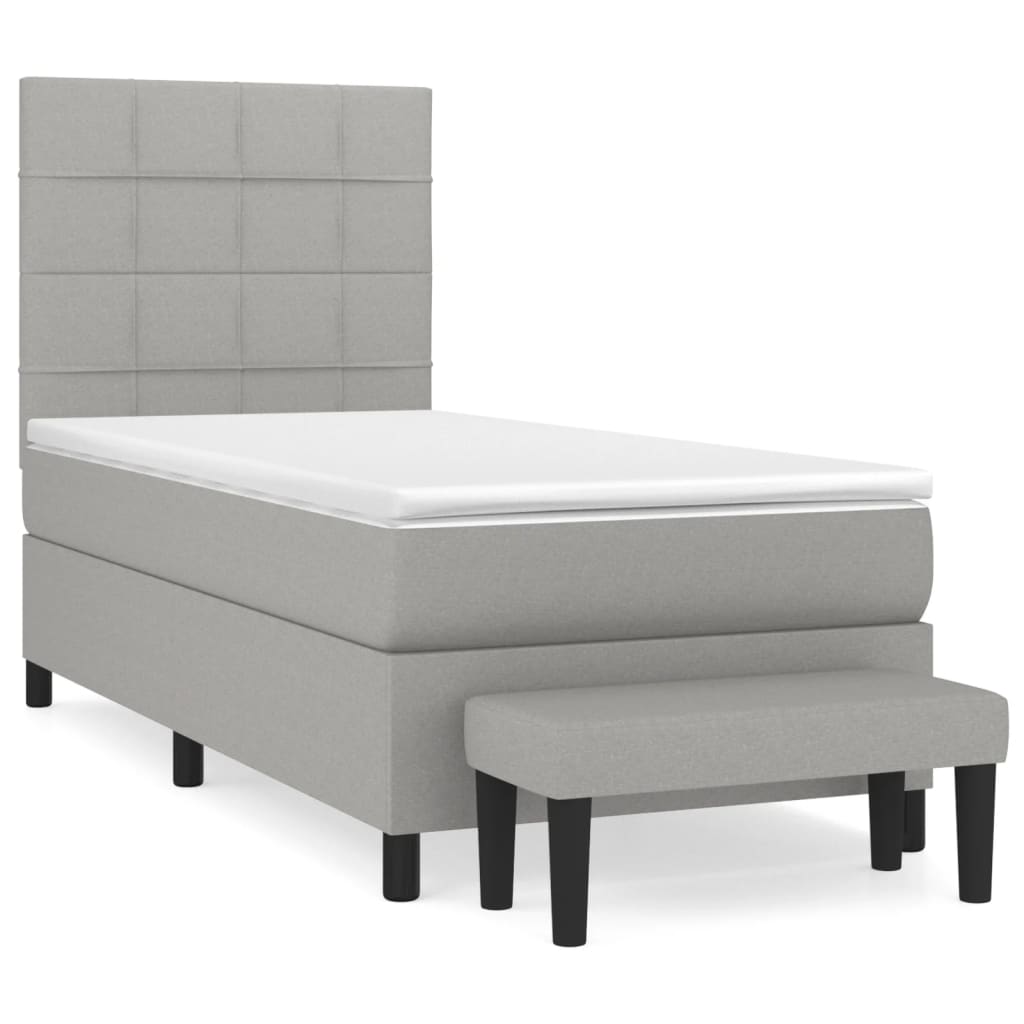 Box Spring Bed with Mattress Light Gray 80 X 200 Cm Fabric