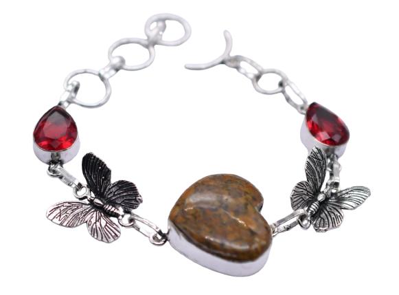 Jasper Red Garnet Gemstone Silver Plated Handmade Bracelet Jewelry 105