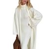 2025 Herbst/Winter Damen Slim-Fit Rollkragen Langkleid Cardigan Pullover Set
