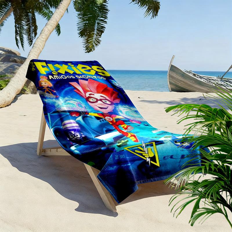 Telo Mare Fixies con Stampa Cartoni Animati, Asciugamano Grande Morbido Asciugatura Rapida per Spiaggia Campeggio Nuoto